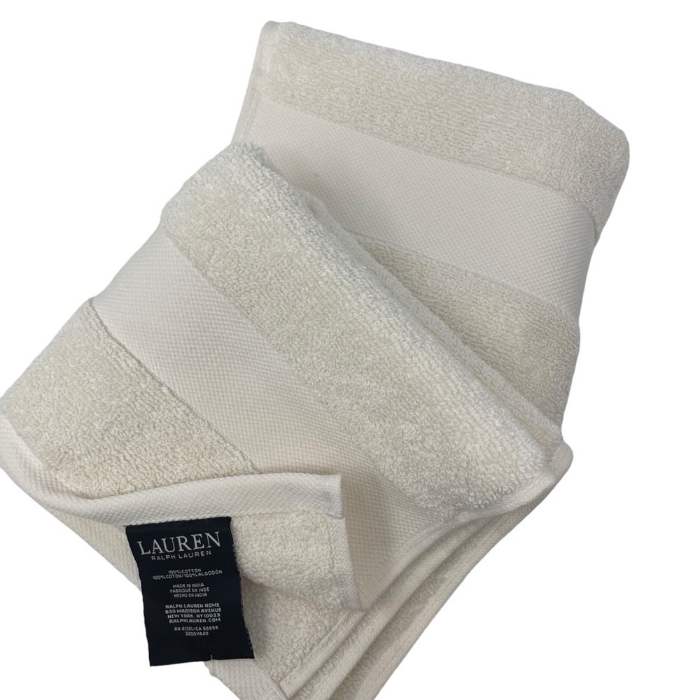 LAUREN RALPH LAUREN WESCOTT Linen Cream Set of 2  16 x 30"  Hand Towels NEW